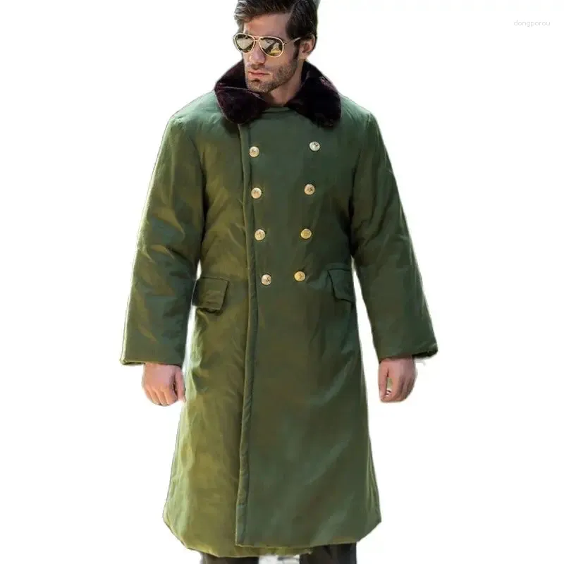 Men's Trench Coats Parkas Jackets For Men Winter Coat Padding Male Lightweight Army Green Padded Long Luxury Soldier Military Overcoat