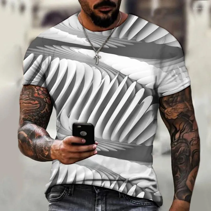 Мужские футболки, готическая футболка с геометрическим рисунком, футболки с 3d-принтом, повседневные топы с короткими рукавами, уличная мужская одежда