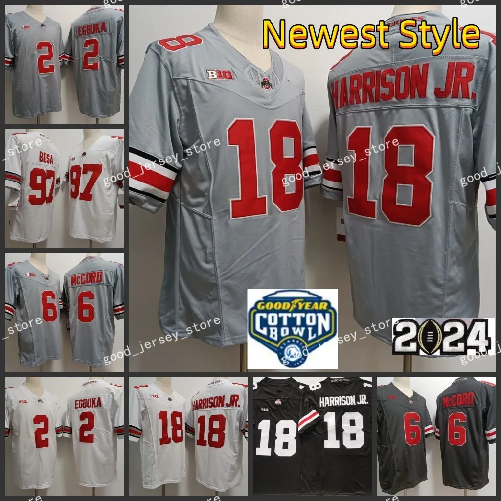 2024 Cotton Bowl NCAA OSU Ohio State Buckeyes College Football Jersey NCAA Marvin Harrison Jr. Emeka Egbuka Kyle McCord