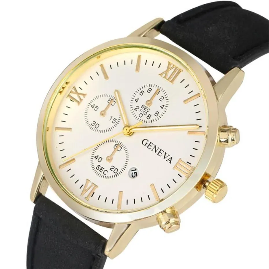 Decorazione falso cronografo quadrante orologio da uomo al quarzo elegante casual orologi da polso in pelle da uomo con data automatica orologio da polso maschile257K