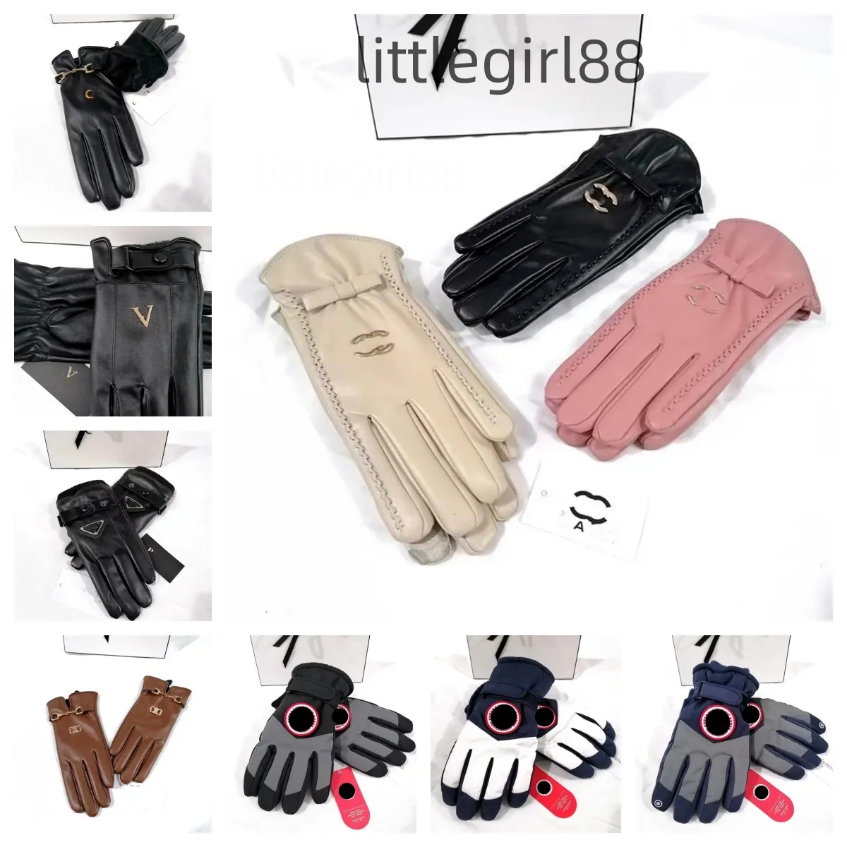 Gants en cuir d'hiver en peau de mouton de créateur de mode en peluche pour le cyclisme avec le bout des doigts chauds