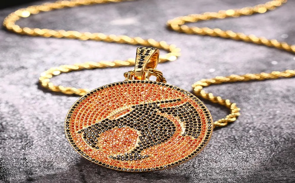 Hip Hop Mens Necklace Gold Plated CZ Ice Out Dinosaur Pendant Necklace with 24inch Rope Chain for Men Punk Jewelry Gift1796107