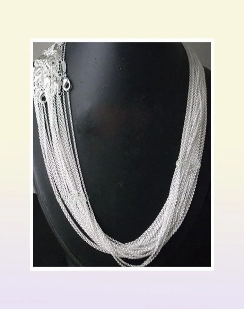 whole 50pcs lot bulk 925 stamped Silver Plated 1mm Link Rolo Chains 16quot18quot 20quot22quot24 inchfashio2709782