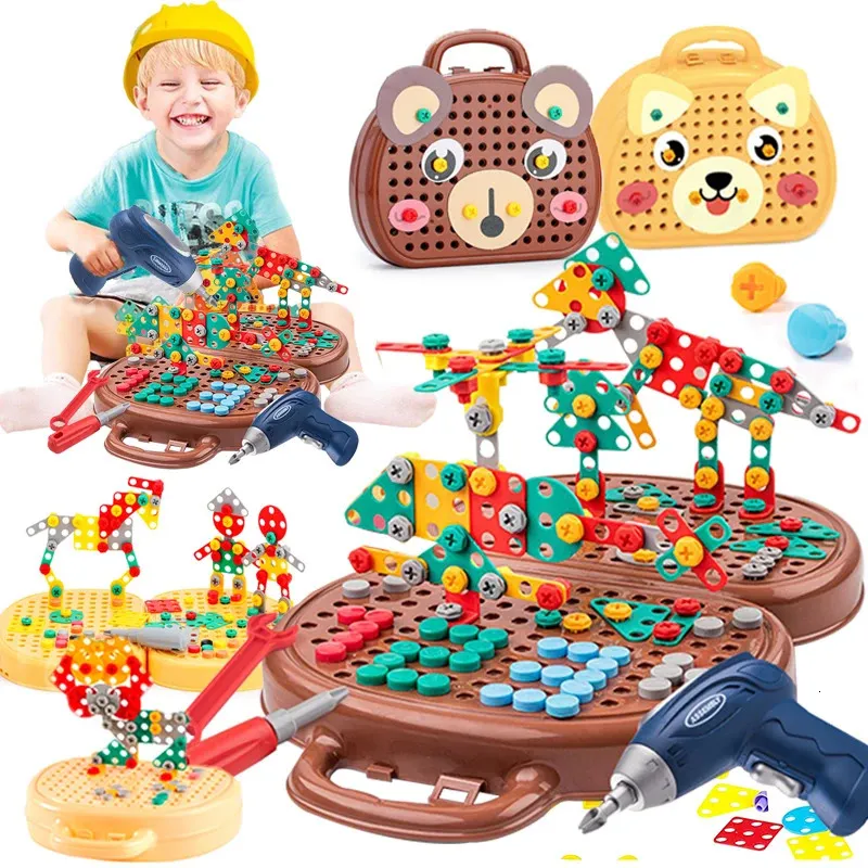 Tools Workshop Montessori Children Pretend Play Toys for Boys 3 Years Old Child Driller Games Tool Box Toy Educational Garden Kids Gift 231211