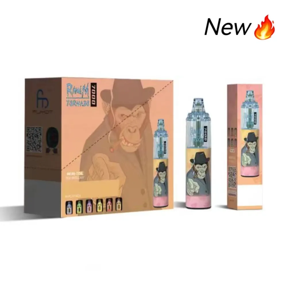 NOUVEAU stylo vape jetable FUMOT TORNADO 7000 de vente chaude 0% -2% -3% - 5% cigarettes électroniques 14 ml d'e-liquide 56 saveurs disponibles / 6 couleurs lumière RVB / batterie rechargeable