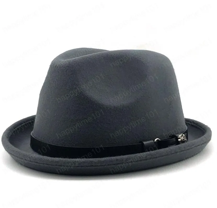 Simple Men039s Filz-Fedora-Hut für Gentleman Winter Herbst Kirche Roll Up Brim Homburg Dad Jazz Hat3755424