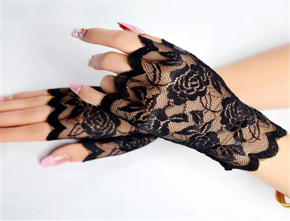 New Summer Sailor Dance Long Fingerless Womens Sexy Lace Gloves Ladies Half Finger Fishnet Gloves Heated Mesh Mitten H j2121628