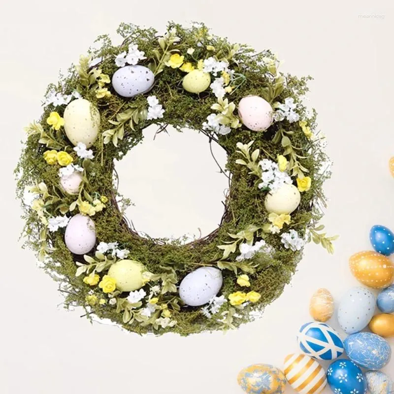 Fiori decorativi Porta appesa Easter Easter Oggs Rattan Ghirlanda Happy Party Decor