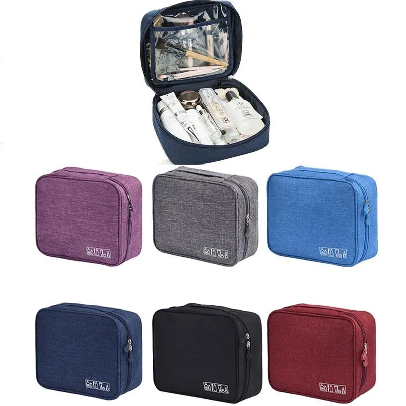 Högkapacitet Kvinnor Makeup Bag toalettväska med blixtlås Portable Travel Bag Women's Cosmetic Pouch med 6 färger Shippin250g