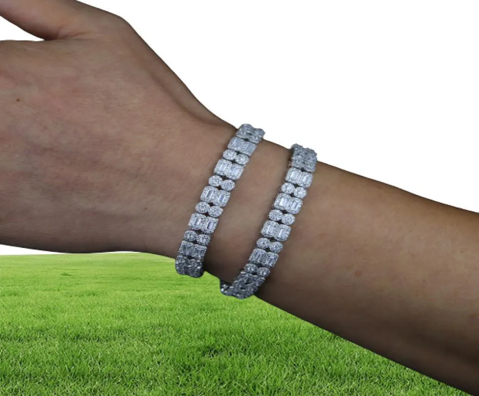 Nouveau bracelet de diamant de laboratoire chaîne de tennis en zircone cubique femmes hommes couple fiançailles de mariage plaqué argent bijoux bling glacé209773769126