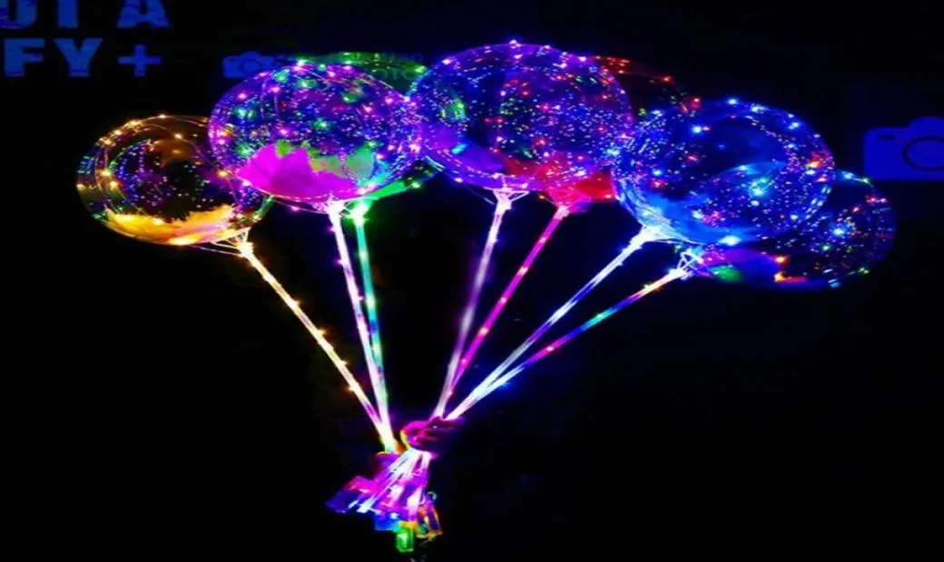 Yeni Led Işıklar Gece Aydınlatma Bobo Ball Festival Dekorasyon Balon Düğün Dekoratif Parlak Açık Balonlar Stick8303356