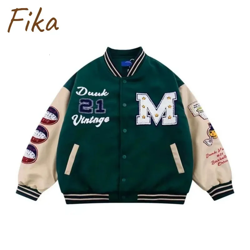 Men's Jackets Retro Letter Hip-hop Baseball Jacket Men American Loose All-match Couple Motorcycle Suit Trend Embroidered Single-breasted Coat 231212