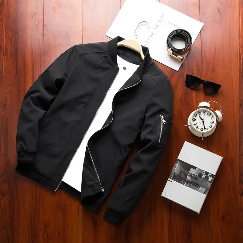Mens Jackets Mens Bomber Zipper Jacket Male Casual