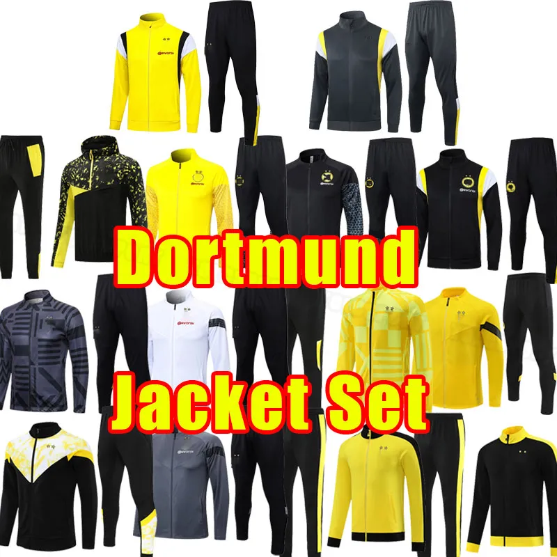 Ensemble de veste 23/24 Survêtements de football DORTMUND 2023 2024 REUS NEONGELB BELLINGHAM HUMMELS BRANDT REYNA BRANDT Chemise de football Hazard Sweat à capuche à manches longues