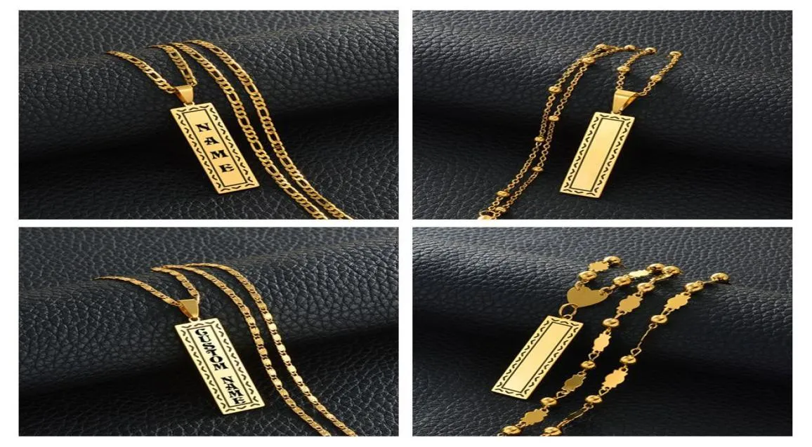 Anniyo Anpassa namn Capital Letters Pendant Halsband Kvinnor Menpersonaliserade Guam Hawaiian Chuuk Kiribati -smycken 156121 CX20076261259