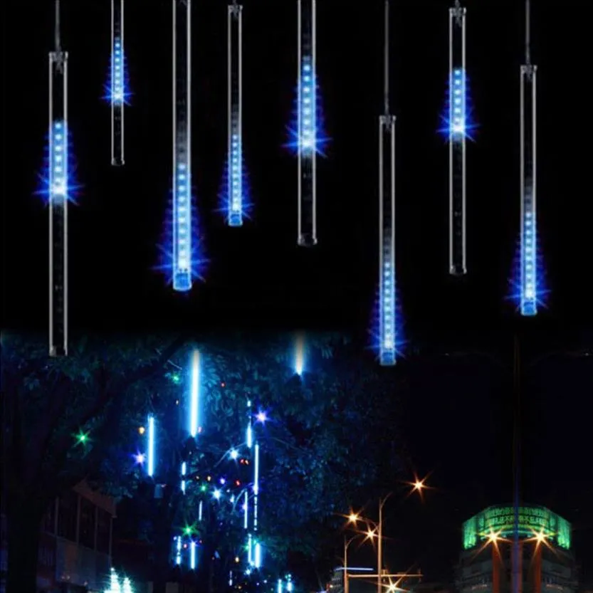 Tubes de pluie de pluie de météores multicolores de 30 cm cordes AC100-240V LED lumières de Noël fête de mariage jardin guirlande de Noël lumière extérieure209U