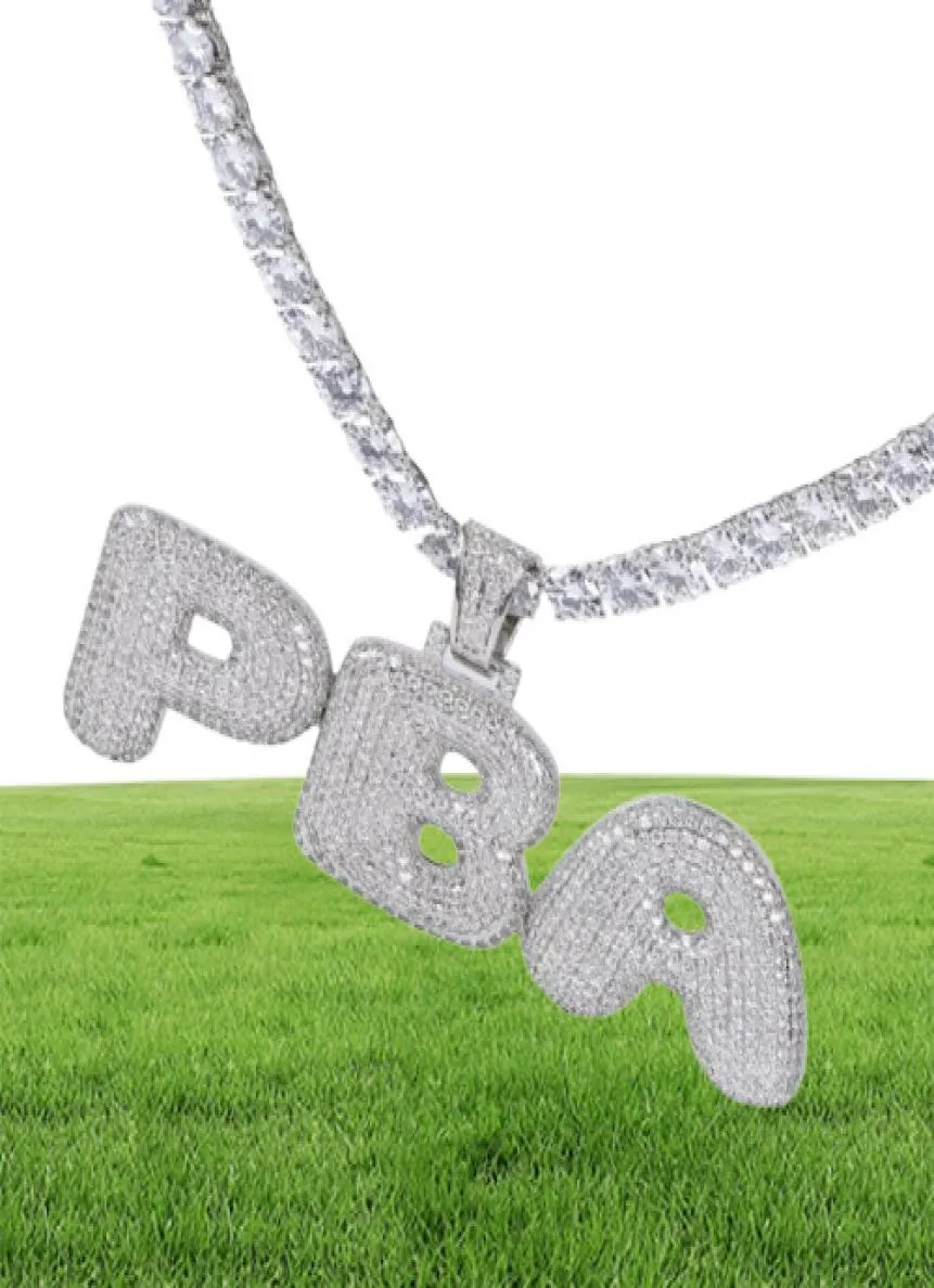 AZ – colliers avec lettres de nom personnalisées, pendentif, breloque pour hommes et femmes, couleur or argent, zircone cubique avec chaîne en corde, cadeaux 8462361