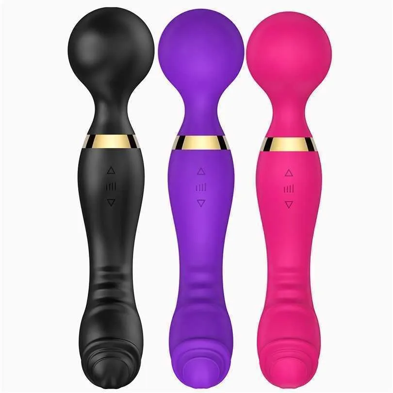 Vibrador cabeça dupla carregamento silicone vibração massagem vara sexo vibra para mulher 231129