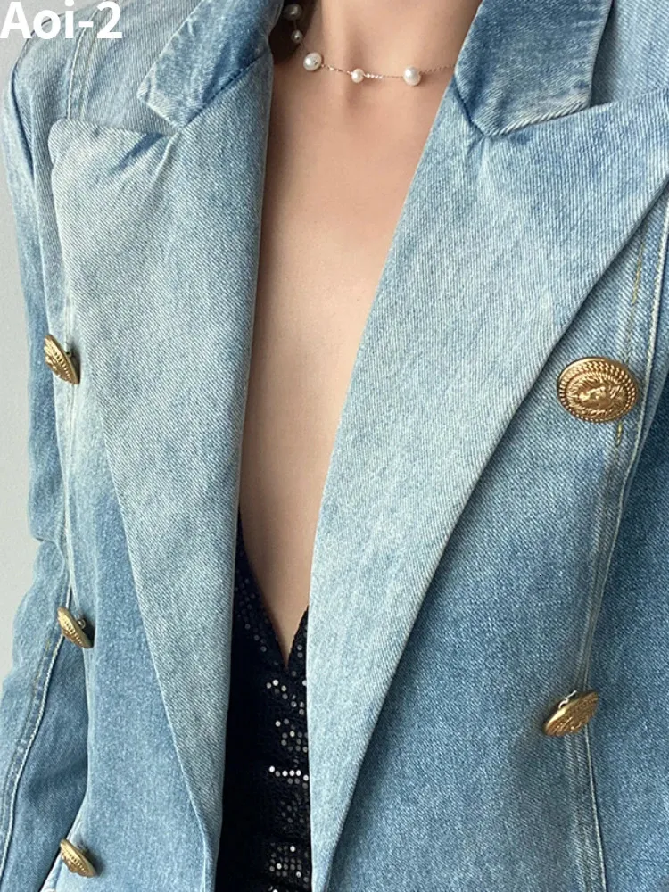 Denim blazer ladies deals