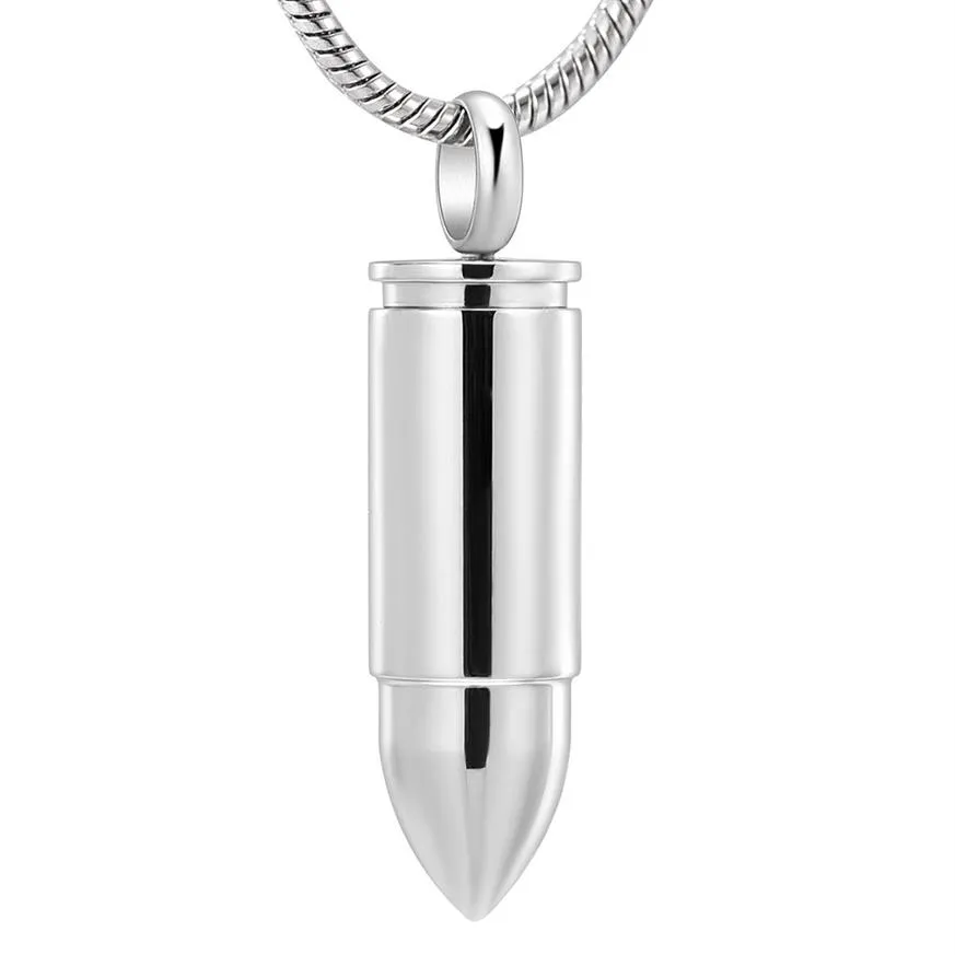 Top Polishing Bullet Urn Ash Holder Keepsake Jewelry Men Women Necklace Stainless Steel Cremation Pendants and Charms257a