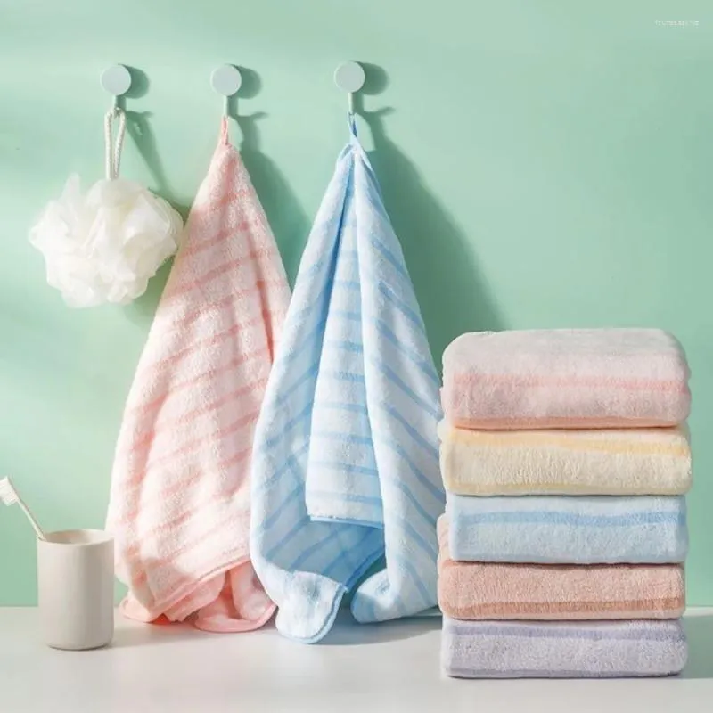 Towel Thickened Soft Stripe Highly Absorbent Washcloth Non-fading Non-shedding Towels Wash Face Hand Bathroom Home Supplies