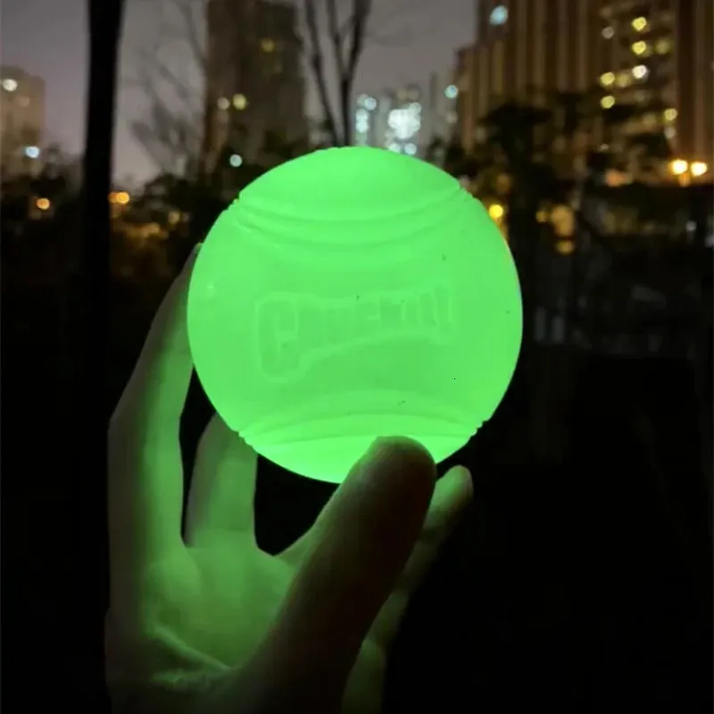 Dog Toys Chews Pet Glowing Ball Dog Toy Pure Natural Rubber Outdoor Leakage Food Squishy Toys for Large Dogs Puppy Luminous Supplies 231212