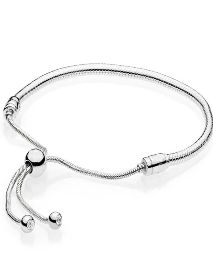 925 Bracelet en argent Sterling Moments fermoir coulissant ajuster Pan Bracelet Bracelet ajustement femmes perle charme bricolage Europe bijoux CX2006239813547