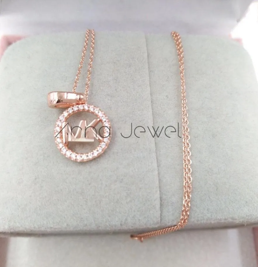 Ny smycken Friendship M Style Rose Gold 925 Sterling Silver Inledande halsband för kvinnor Strängkedjor Pendant Ställer in födelsedagspresenter2446575