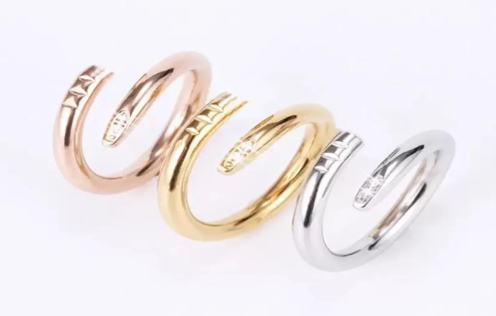 Clous en acier titane Tournevis bague hommes et femmes bijoux de fiançailles en or pour les amoureux couple anneaux taille cadeau 511 avec boîte6820972