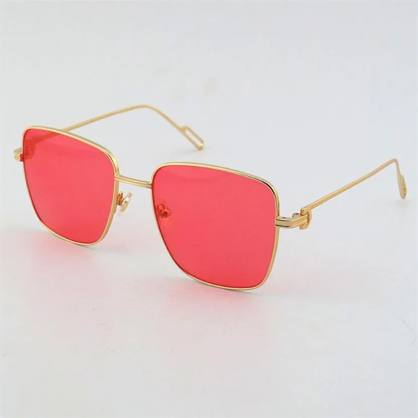 Venda de óculos de sol de metal da moda para mulheres 18K Gold Full Frame Sun Glasses C Decoração Masculino e feminino Óculos Red Brown Lens 2728