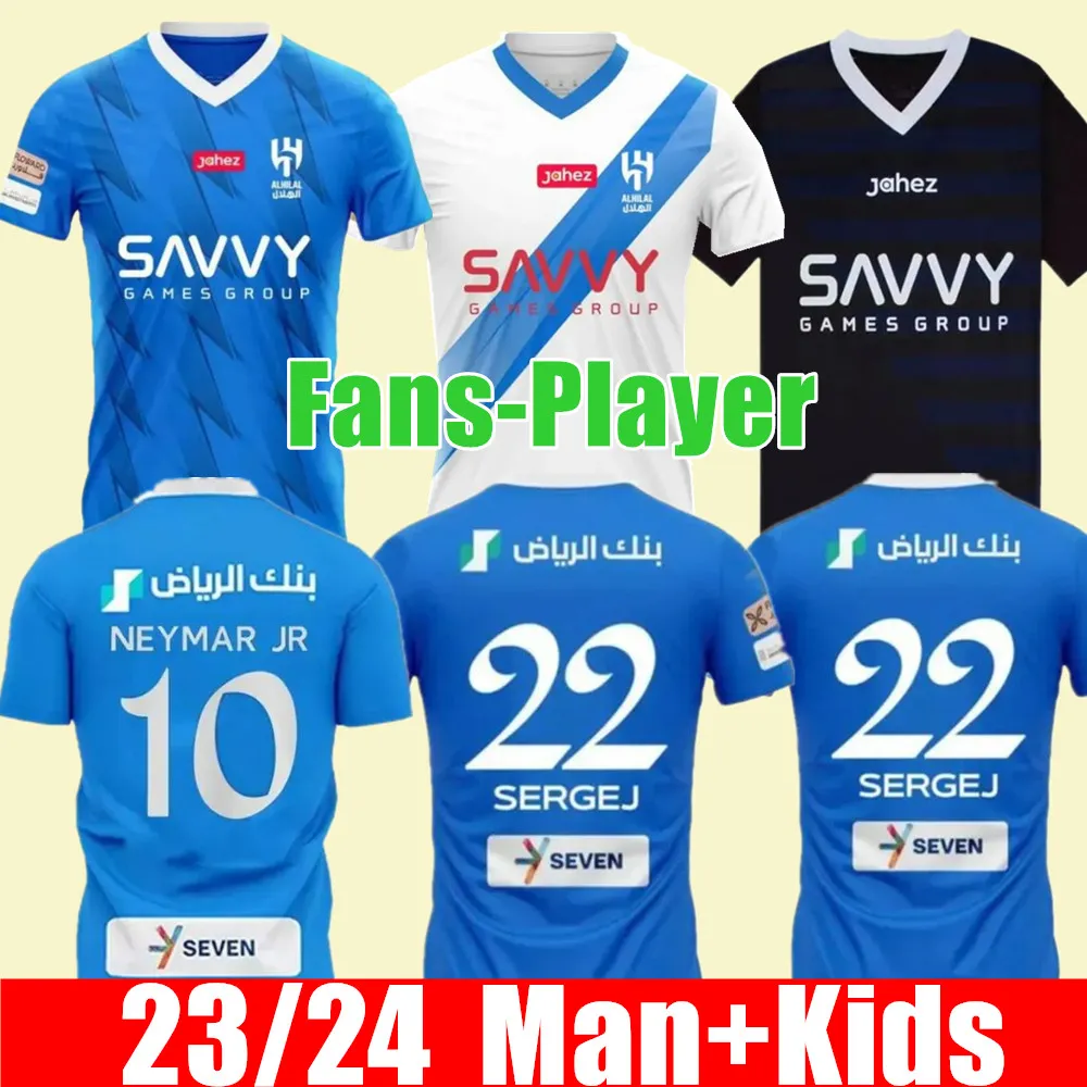 23 24 Home Away Saudi Soccer Jerseys Neymar Jr Kit Kids 2023 2024 Camisa de futebol Malcom Neves Sergej Vietto Koulibaly Lghalo Kanno Top Camisetas Futbol