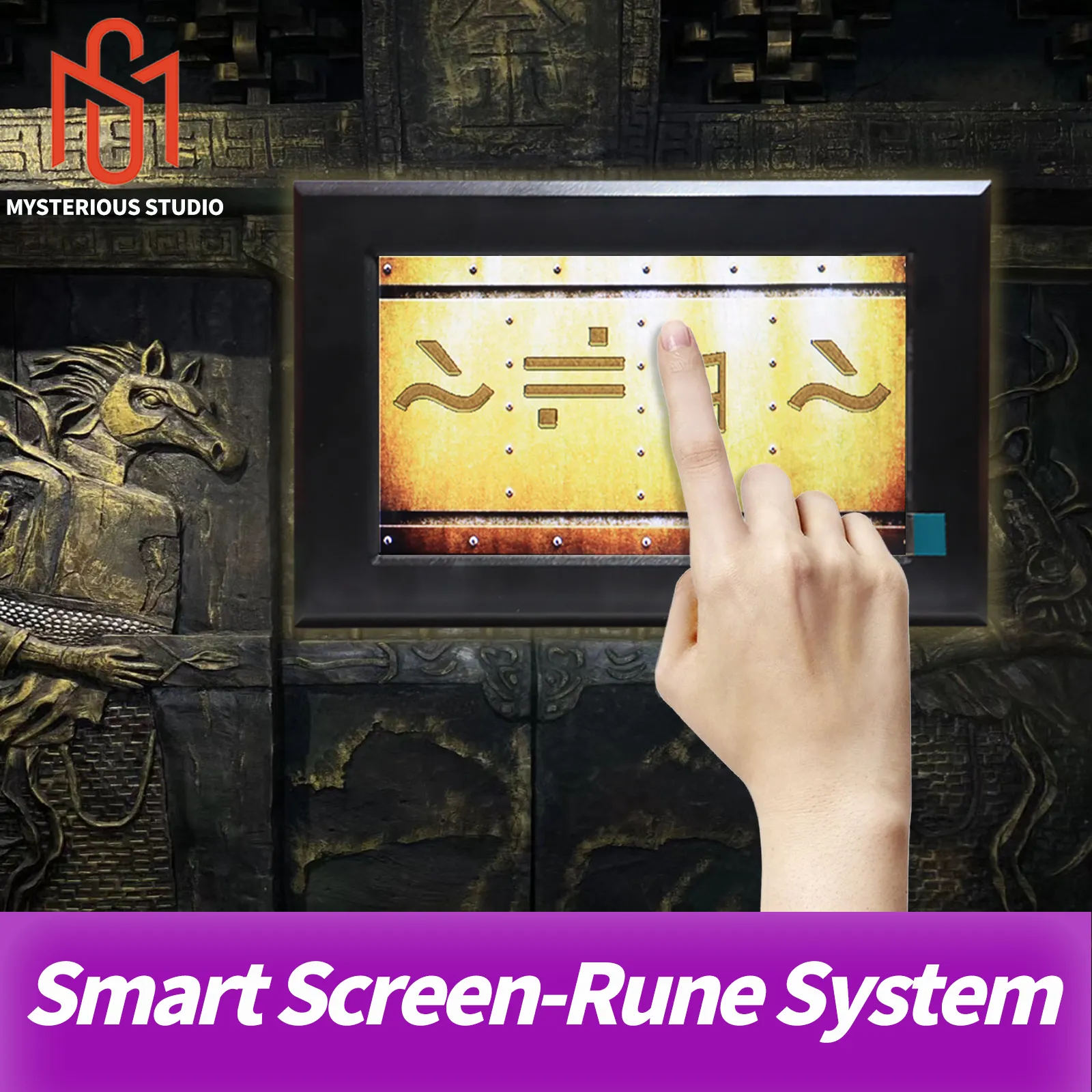 Studio misterioso Stanza segreta Meccanismo di gioco di fuga Puntelli Puzzle elettronico Smart Screen Rune Touch