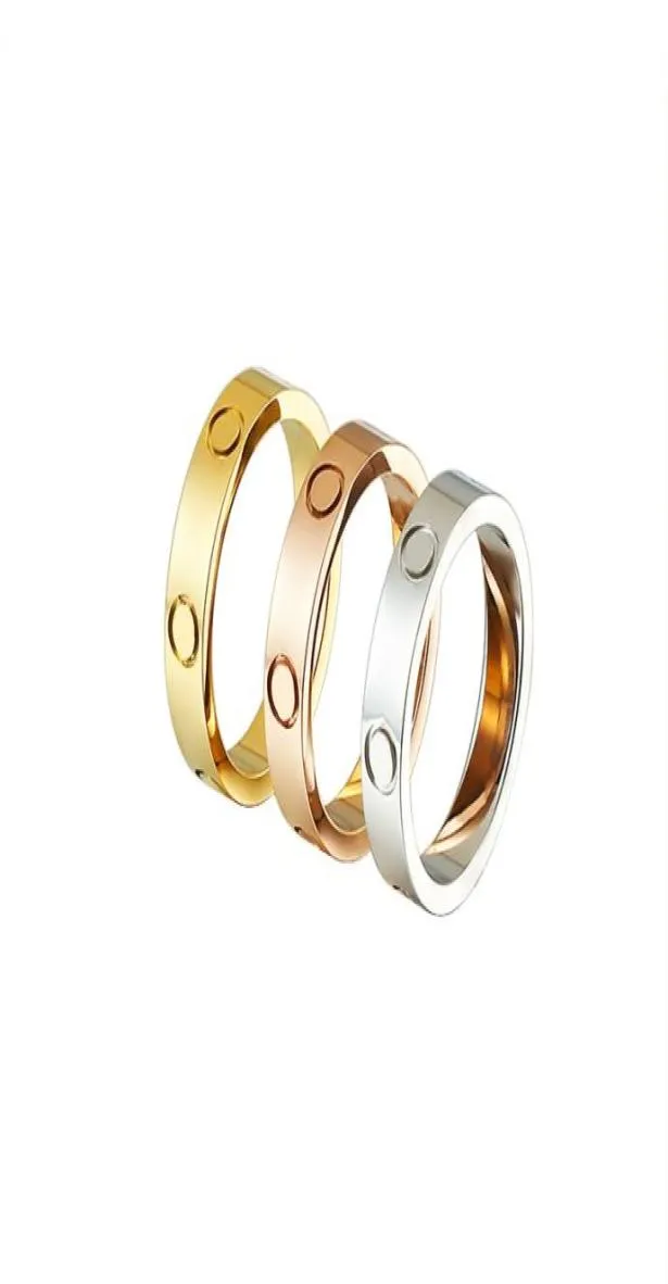 Designer Titanium Steel Silver Love Ring Fashion Men and Women Rose Gold Sieraden voor geliefden paar ringen cadeau maat 511 breedte 46M1815624