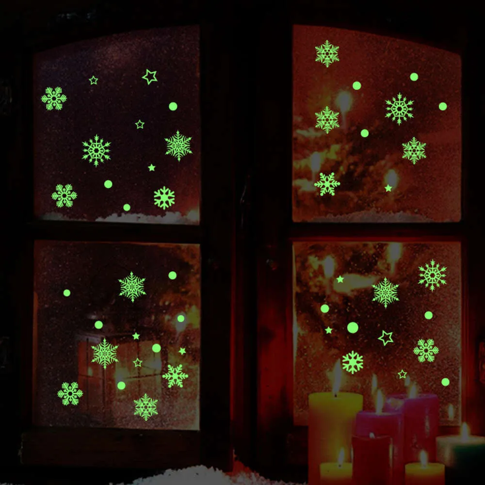 Autocollants muraux lumineux flocons de neige, 19 pièces, Design de noël, pour chambre d'enfants, décoration de la maison, sparadrap muraux qui brillent dans la nuit