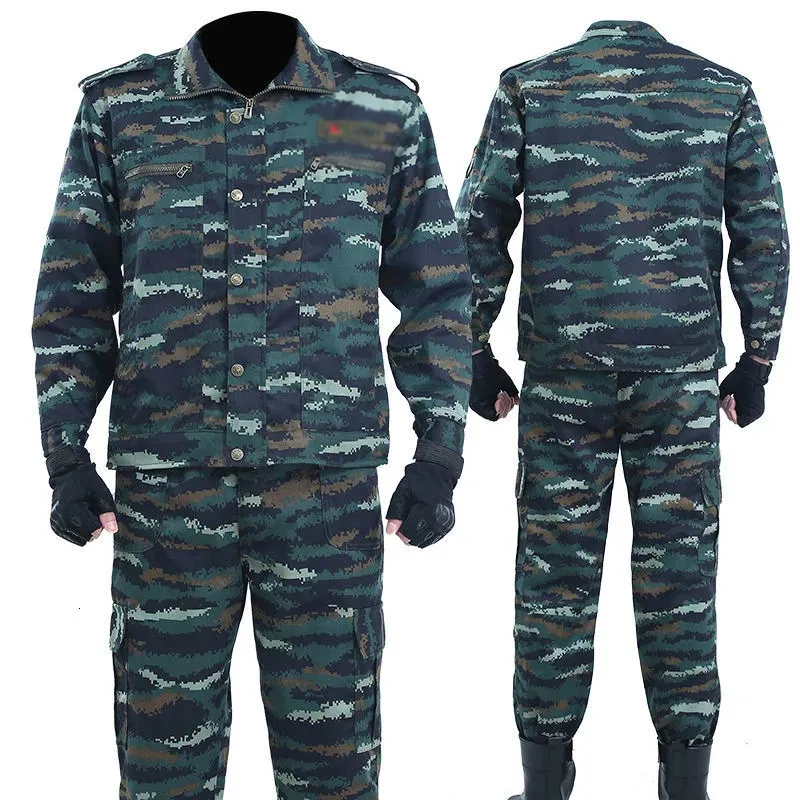 Fatos masculinos roupas de seguro de trabalho ao ar livre camuflagem terno primavera e outono antiescaldante macacão resistente ao desgaste 231212