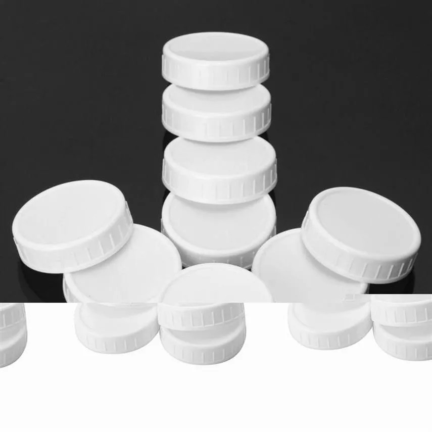 Kitchen Storage & Organization 20Pcs Plastic Caps Lids Ribbed For 70Mm 86Mm Standard Regular Mouth Mason Jar Bottle237A