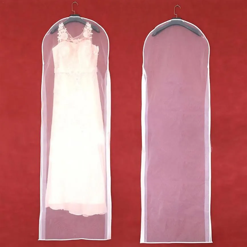 Bolsas de vestir de ropa Boda transparente Vestido de novia Ropa Traje Abrigo Cubierta de polvo con cremallera para el hogar Armario Vestido de almacenamiento Bag322c