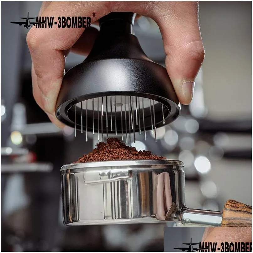 Tampers Tampers Mhw 3Bomber Coffee Grounds Needle Distributor For 51Mm 58Mm Portafilter Espresso Stirrer Adjustable Depth Stirring Dro Dhjrk
