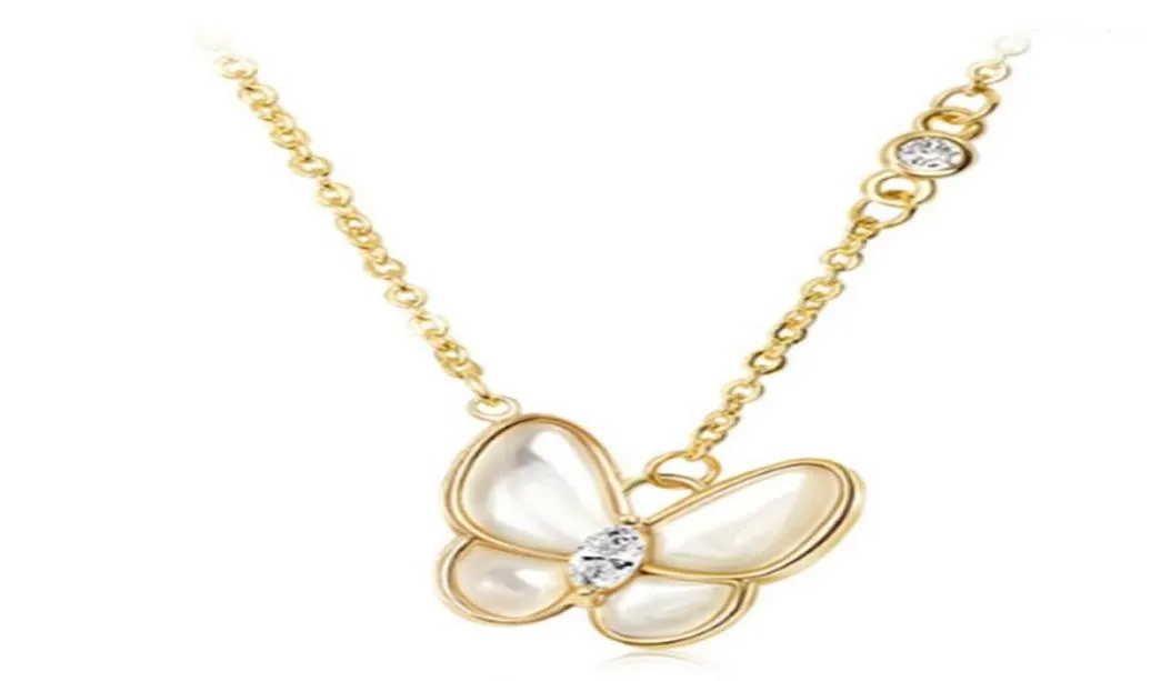 Chains 316L Stainless Steel Flower Trace Super Fairy Butterfly Necklace Short Temperament6081572