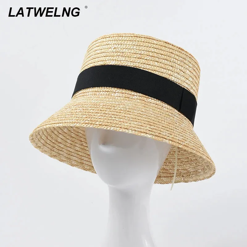 Chapeaux à large bord seau mode chapeau de paille femmes UV soleil vacances plage plat été chapeau de soleil en gros 231213