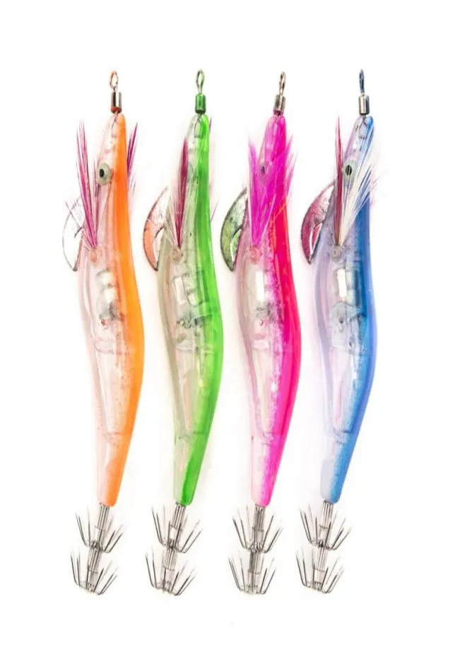 Faux leurre de pêche aux crevettes appât en plastique yeux 3D appâts bioniques 4 couleurs lampe à LED crochet lumineux Transparent extérieur Sport 3 39wc L22569001