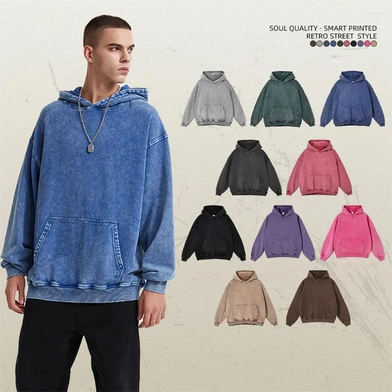 Sweat-shirt à capuche en coton lavé pour homme, streetwear, poids lourd, 420 g/m², survêtement de marque, collection automne-hiver 2023