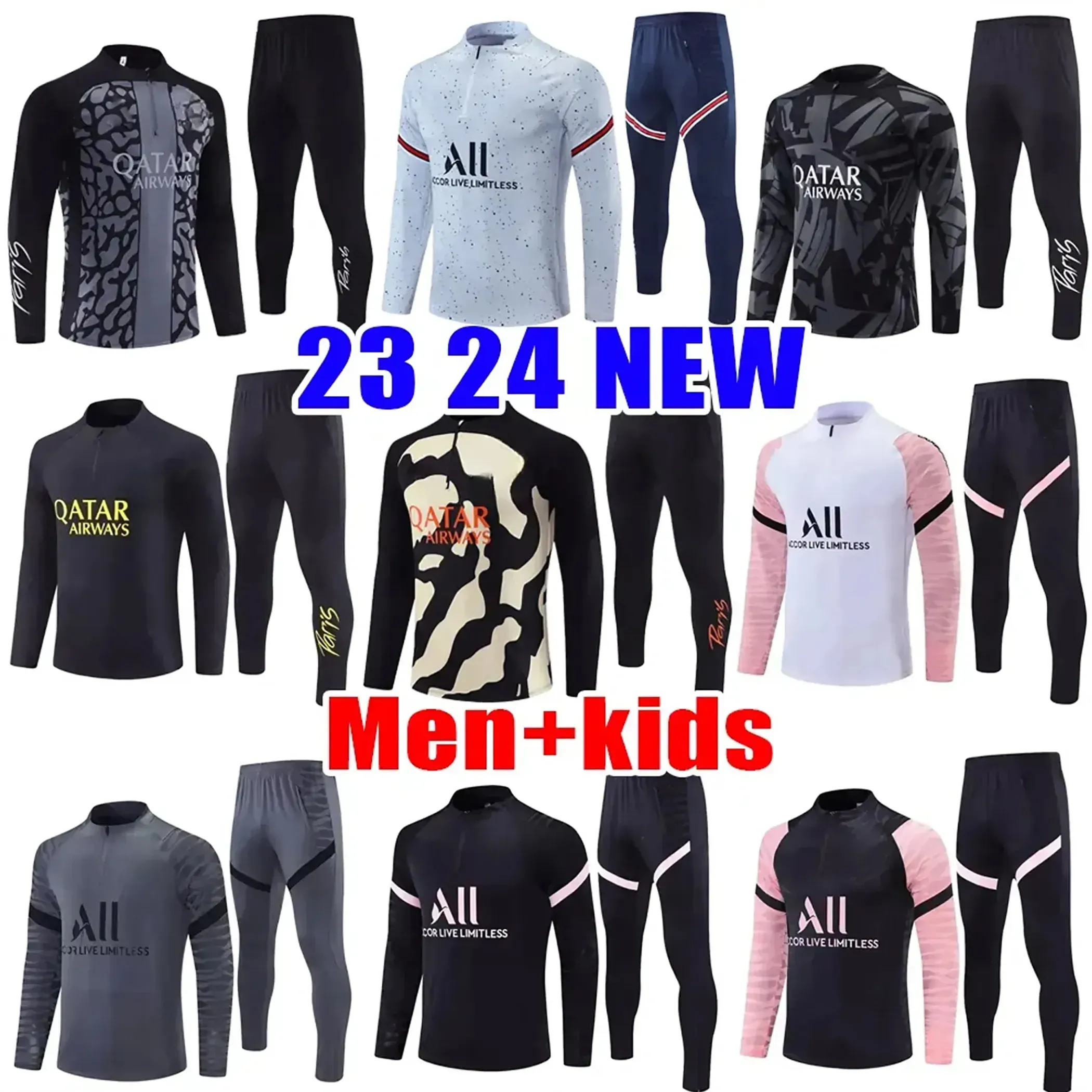 23 24 psgES tracksuit men football training suit 2023 2024 tuta maillot jersey jacket kit Paris mbappe men and kid soccer tracksuits jogging survetement chandal nEW