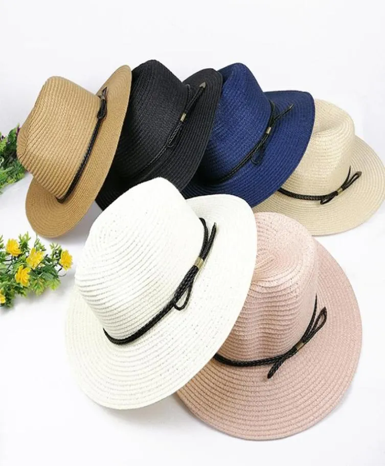 Chapeaux de soleil pour femmes Panama chapeau de paille été décontracté à bord plat chapeau de plage 2019 réglable pliable dames Sombrero2833758