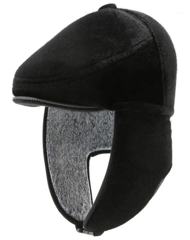 Ht3352 beret czapka grube ciepłe jesienne zimowe czapki z klapami ucha mężczyźni newsboy płaska czapka męska ośmioboczna czapka beret men berets13778050