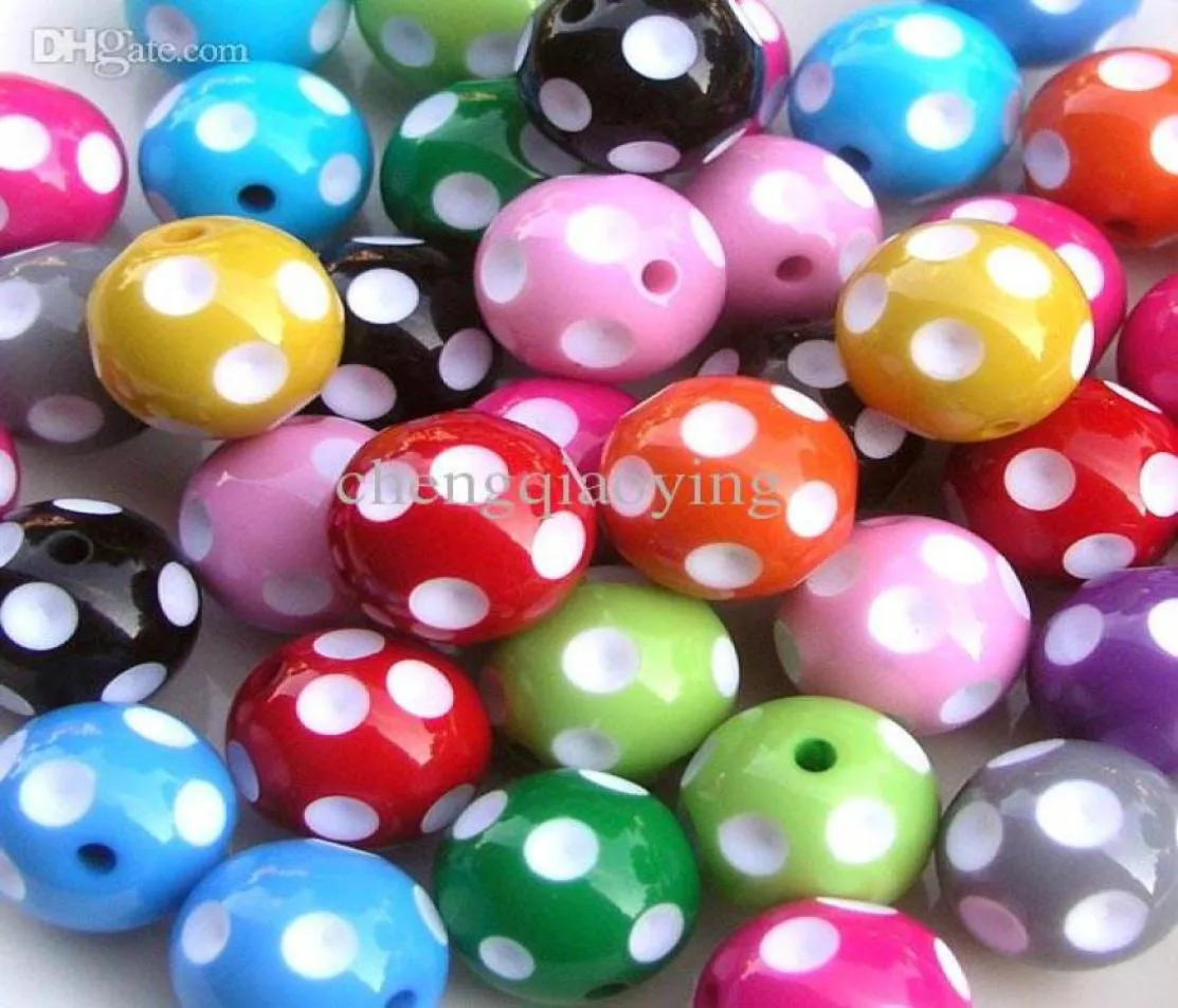 100pcslot 20mm Mix Kleur Ronde Acryl Polka Dot Kralen Voor Chunky Ketting Kinderen Sieraden Vinden Maken8549029