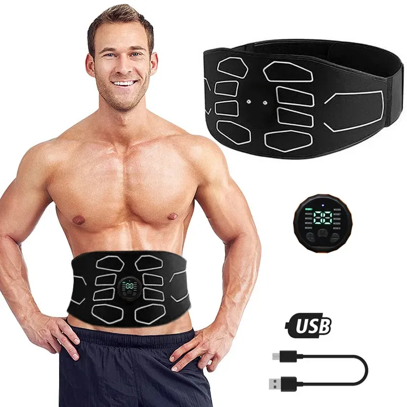 Kärnbuktränare EMS Abdominal Toning Belt Abs Muscle Stimulator Massage Home Fitness Workout Equipment Body Abdomen Midje Övningsmedel Väg förlora 231212