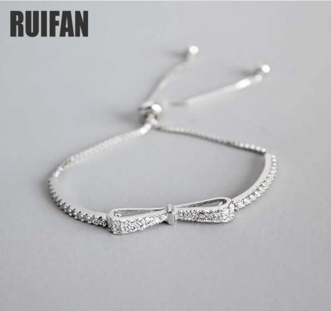 Ruifan Fashion Box Chain Bowknot 925 Sterling Silver Bracelet Female Cubic Zirconia Womens Bracelets Wedding Jewelry YBR057 CX20069219188