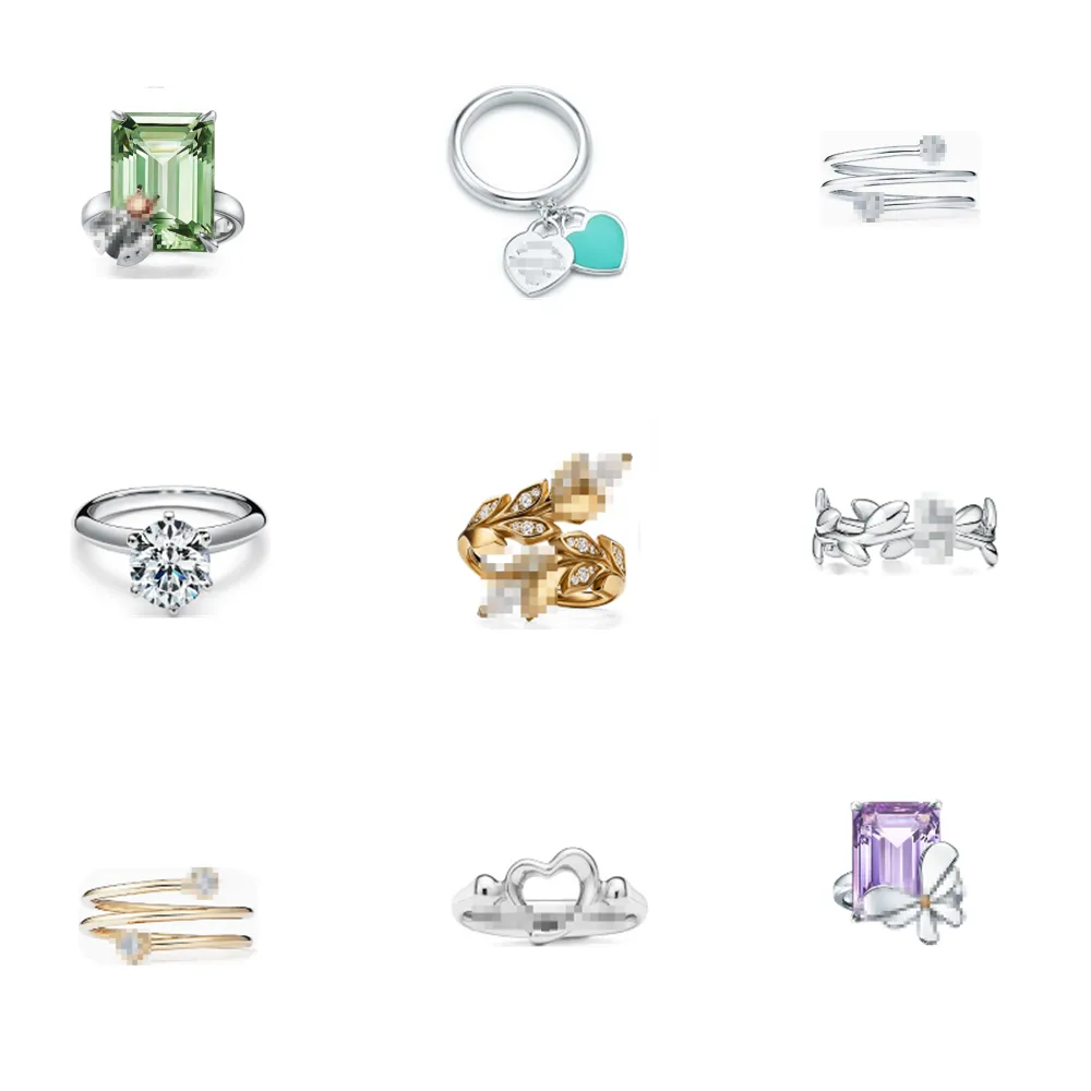 Роскошный бренд Tiffanines в форме любви, кольцо, женское дизайнерское кольцо, ювелирные изделия, модные мужские и женские классические буквы с бриллиантами в различных стилях, кольца, рождественский подарок