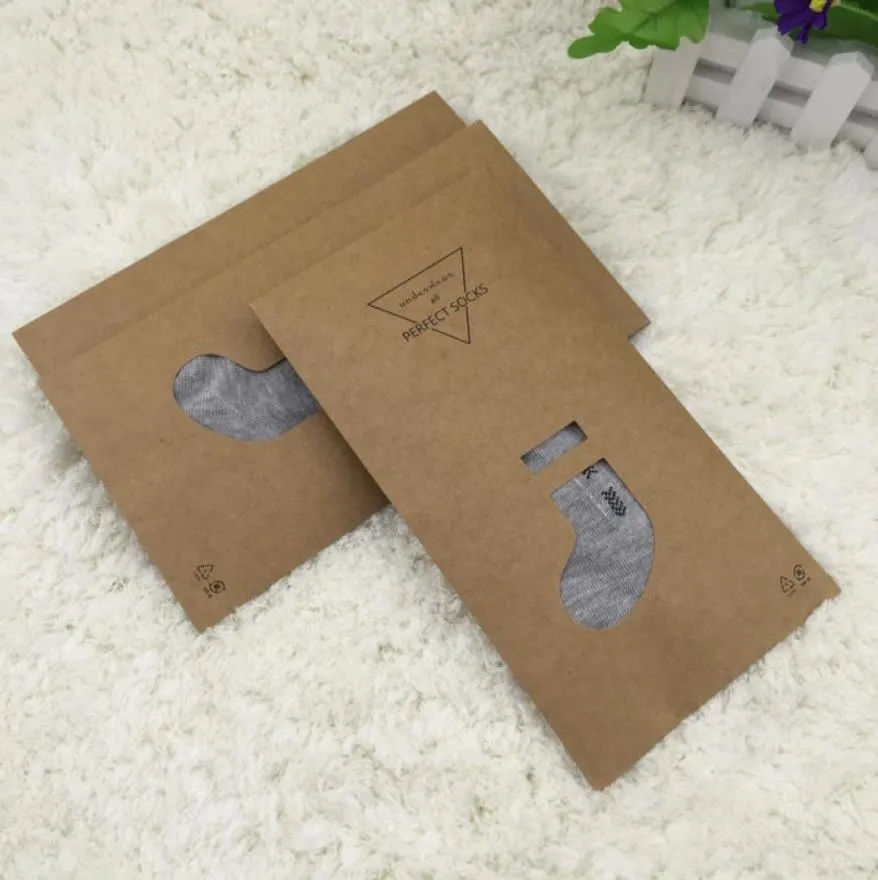 Brown Kraft Paper Socks Boxes Retail Present Packaging Garment Clothing Socks Stock Storage Bag8778560